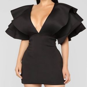 FASHION NOVA Black Ruffle Sleeve Dress!